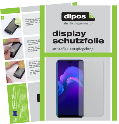 Matte Displayschutzfolie von dipos passend für Vivo Y11 (2019), präziser Zuschnitt und blasenfrei montiert
