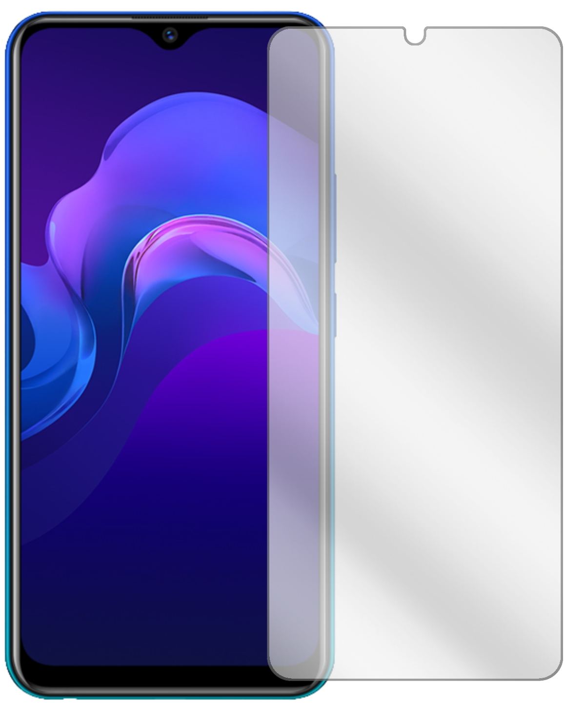 VivoY11 (2019) mit aufgebrachter dipos Displayschutzfolie, glasklare Darstellung ohne Einschränkungen
