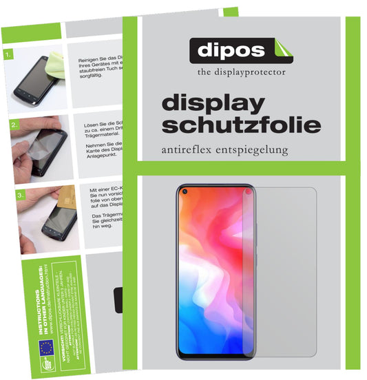 Matte Displayschutzfolie von dipos passend für Vivo Y30, präziser Zuschnitt und blasenfrei montiert