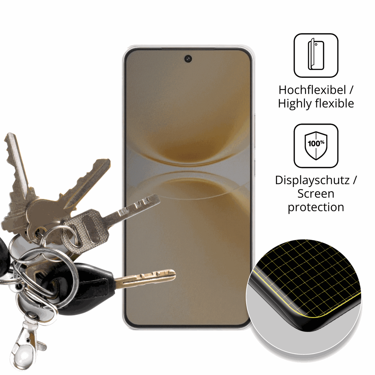 dipos Displayschutz für vivoy500 pro, mit Blickschutzfilter und perfekter Passform auch für die Rundungen
