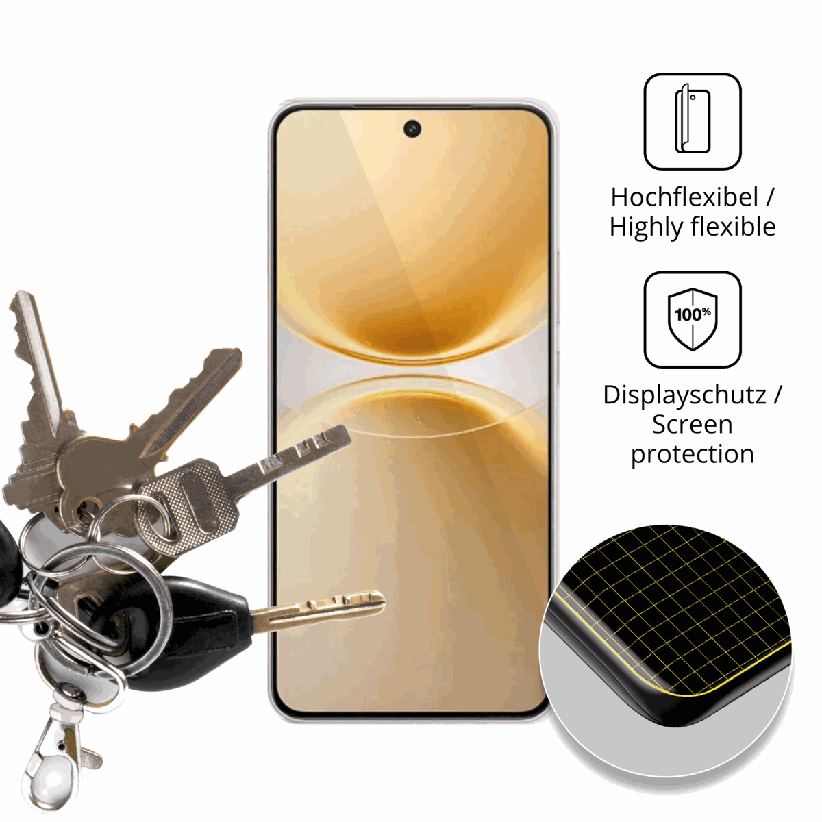 dipos Displayschutz für vivoy500 pro, transparente Oberfläche, geringe Dicke und perfekte Passform