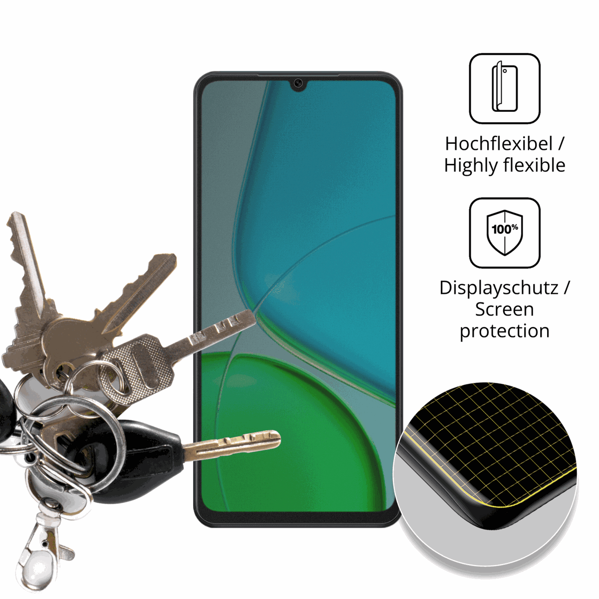 dipos Displayschutz für Vivo Y50e, mit Blickschutzfilter und perfekter Passform auch für die Rundungen
