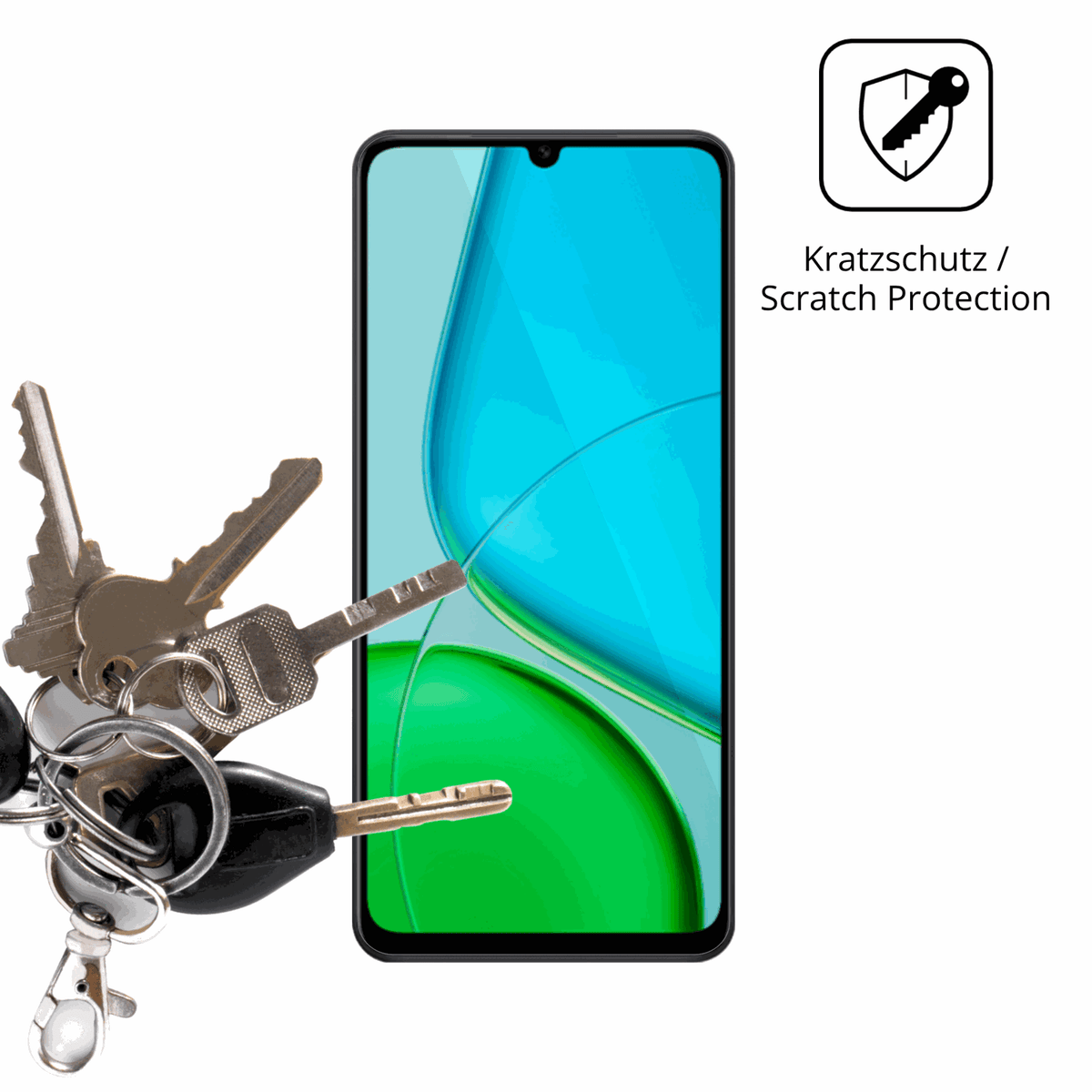 Schutz gegen Kratzer auf dem Vivo Y50s 5G Glas durch Schlüssel oder Ähnliches