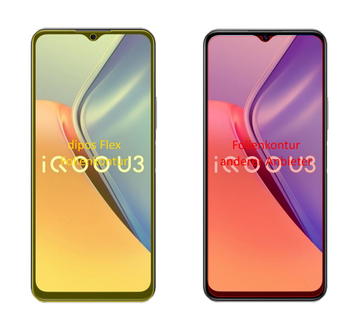 VivoY52s 5G mit aufgebrachter dipos Displayschutzfolie, glasklare Darstellung ohne Einschränkungen