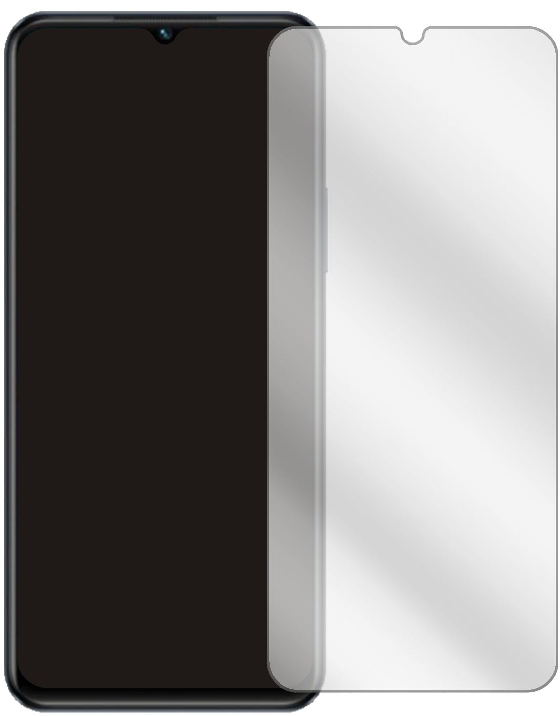 VivoY75 5G mit aufgebrachter dipos Displayschutzfolie, glasklare Darstellung ohne Einschränkungen