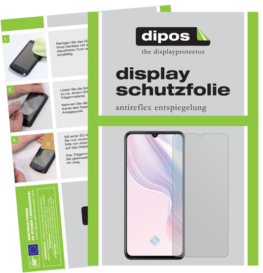 Matte Displayschutzfolie von dipos passend für Vivo Y9s, präziser Zuschnitt und blasenfrei montiert