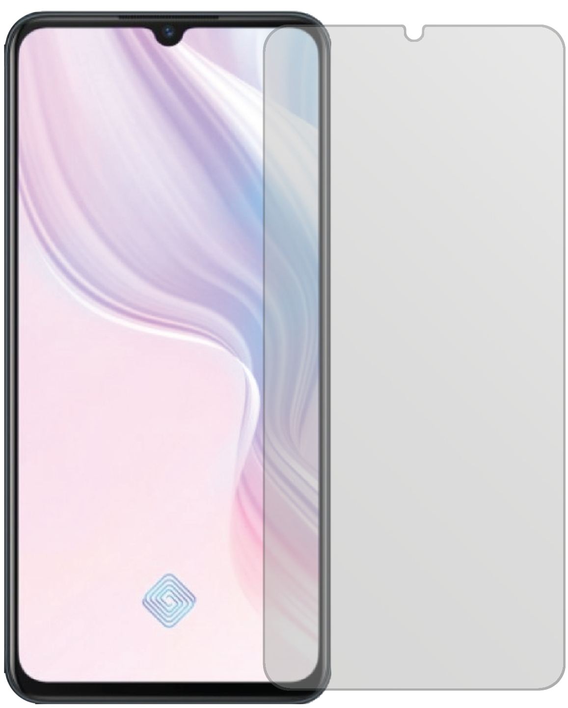 VivoY9s mit aufgebrachter dipos Displayschutzfolie, die lästige Fingerabdrücke minimiert