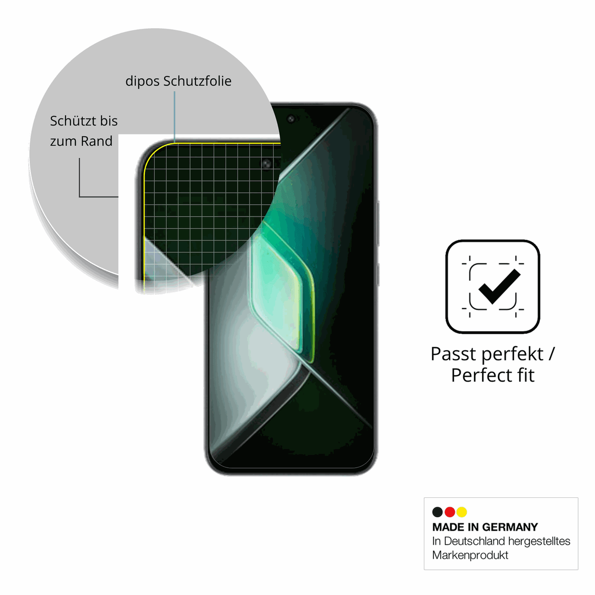 Schutzfolie mit optimaler Passform, zur Verwendung mit Hüllen geeignet