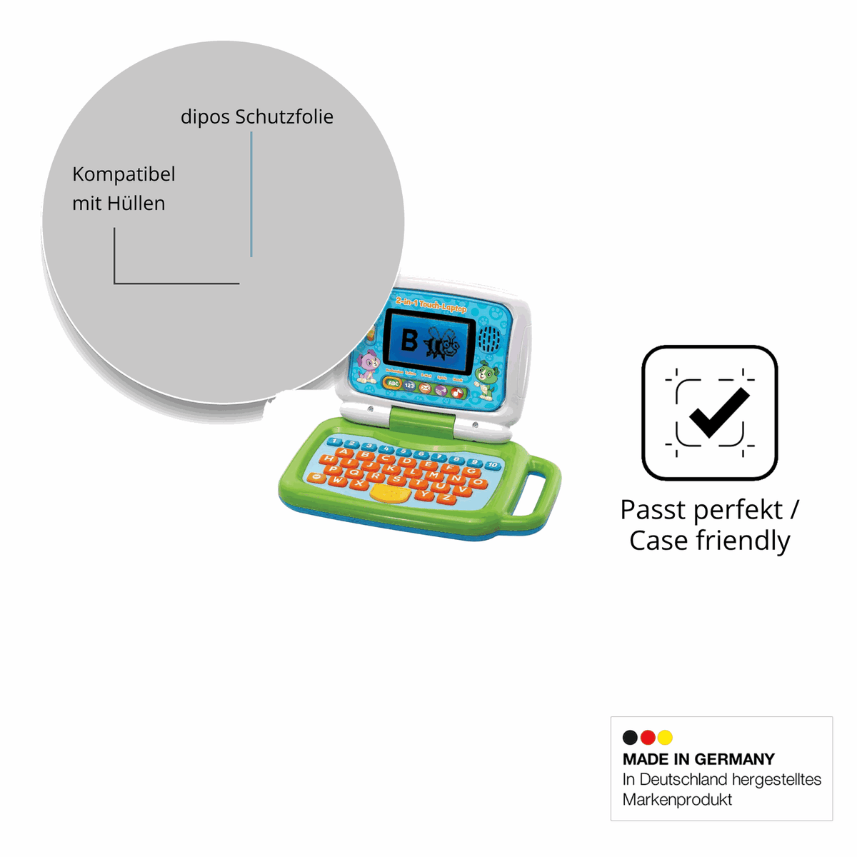 Schutzfolie mit optimaler Passform, zur Verwendung mit Hüllen geeignet