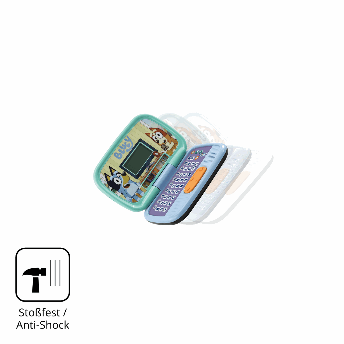 Schutz gegen Kratzer auf dem Vtech Bluey Lernlaptop Glas durch Schlüssel, Stöße gegen die Tischkante oder Stürze