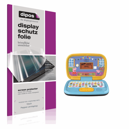 Klare Displayschutzfolie von dipos passend für Vtech Peppas Lernlaptop, präziser Zuschnitt und blasenfrei montiert