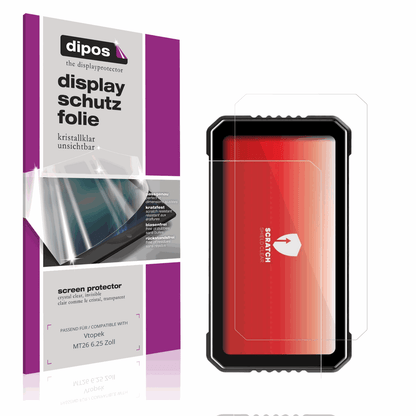 Klare Displayschutzfolie von dipos passend für Vtopek MT26 6.25 Zoll, präziser Zuschnitt und blasenfrei montiert