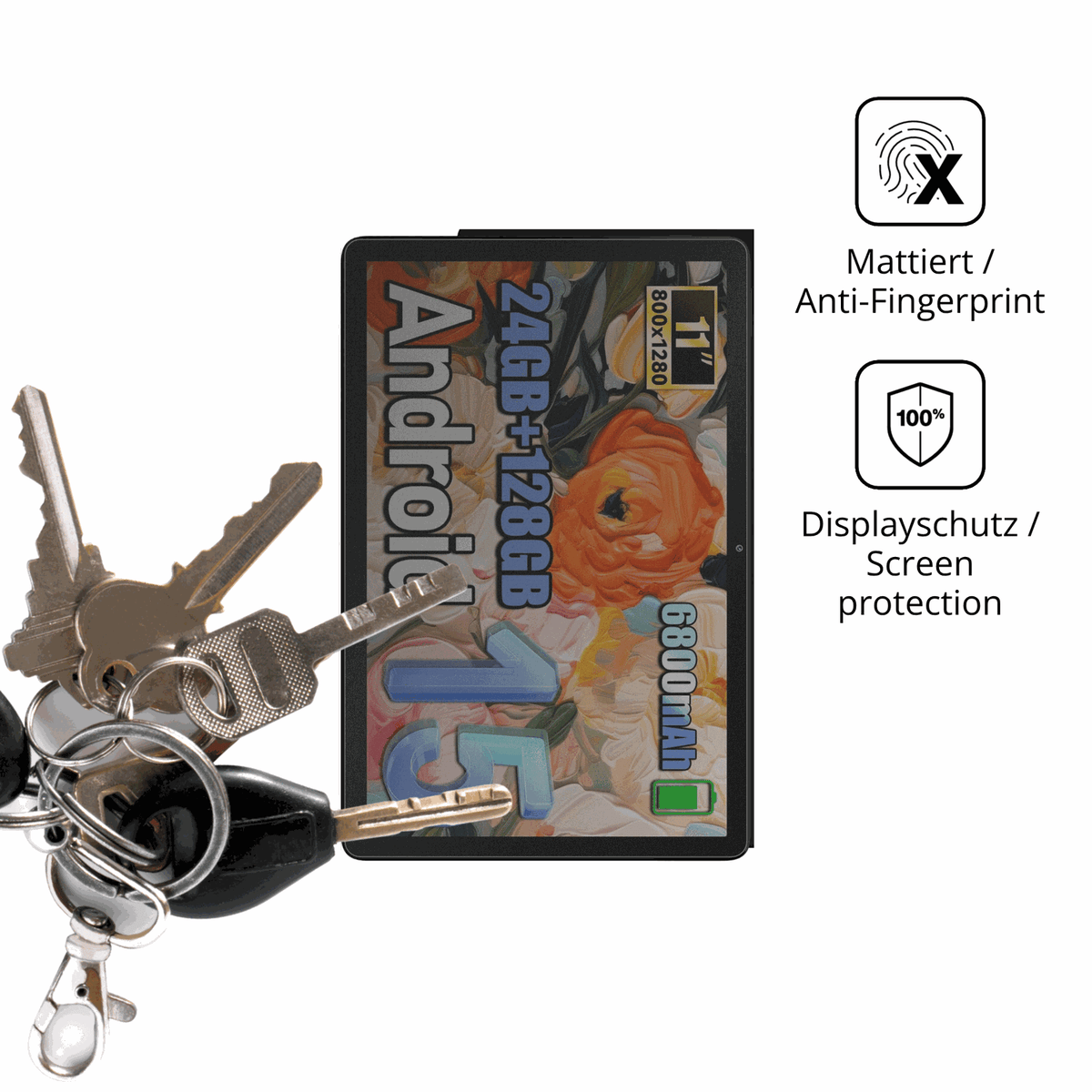 dipos Displayschutz für Whitedeer A7, mattierte Oberfläche, Blickschutzfilter und perfekter Passform