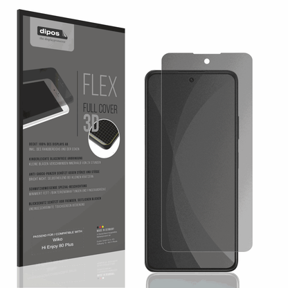 Blickschutzfolie von dipos passend für Wiko Hi Enjoy 80 Plus, 100% Displayabdeckung und blasenfreie Montage