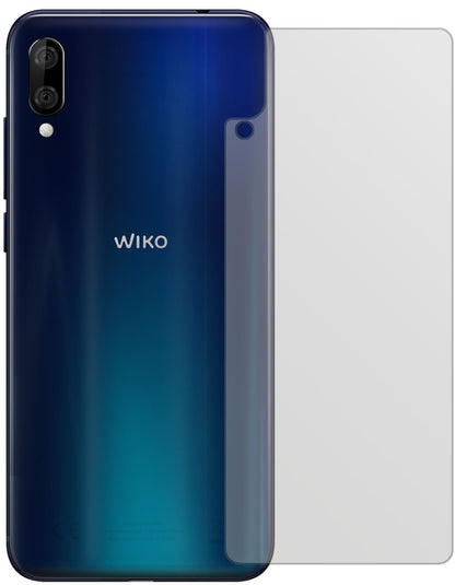 WikoView 3 Lite Rückseite mit aufgebrachter dipos Displayschutzfolie, die lästige Fingerabdrücke minimiert