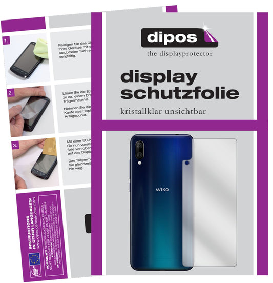 Klare Displayschutzfolie von dipos passend für Wiko View 3 Lite Rückseite, präziser Zuschnitt und blasenfrei montiert