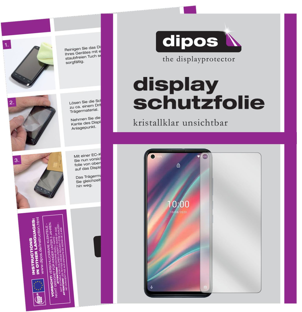 Klare Displayschutzfolie von dipos passend für Wiko View5 Plus, präziser Zuschnitt und blasenfrei montiert