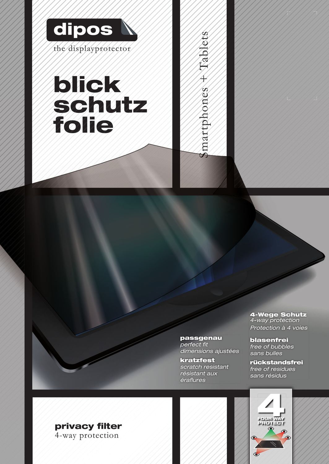 dipos Displayschutz für Wileyfox Spark, mattierte Oberfläche, Blickschutzfilter und perfekter Passform