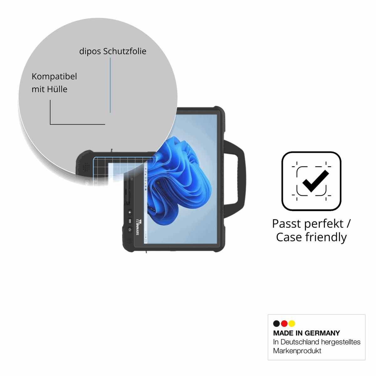 Schutzfolie mit optimaler Passform, zur Verwendung mit Hüllen geeignet