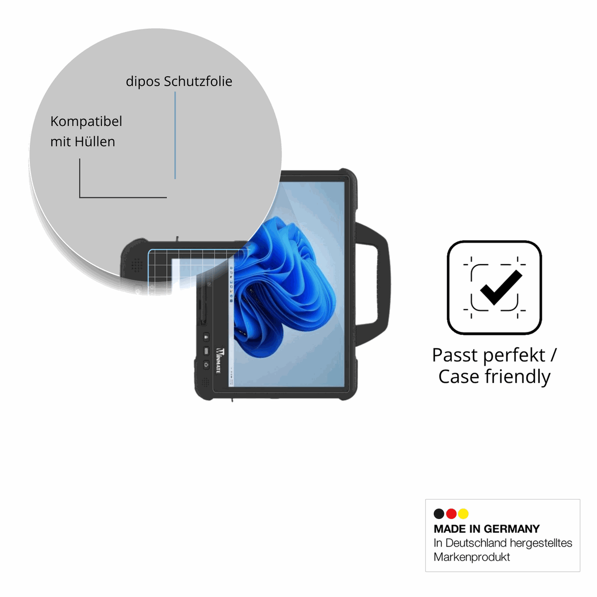Schutzfolie mit optimaler Passform, zur Verwendung mit Hüllen geeignet