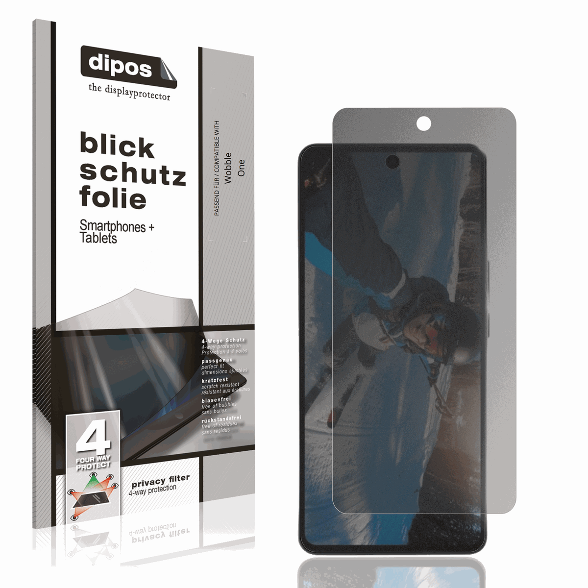 Blickschutzfolie von dipos passend für Wobble One, präziser Zuschnitt und blasenfrei montiert