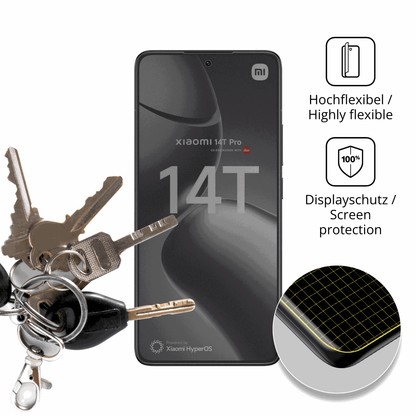 dipos Displayschutz für Xiaomi 14T Pro, mit Blickschutzfilter und perfekter Passform auch für die Rundungen