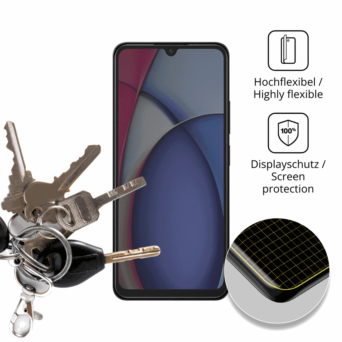 dipos Displayschutz für Xiaomi Redmi A3 Pro, mit Blickschutzfilter und perfekter Passform auch für die Rundungen