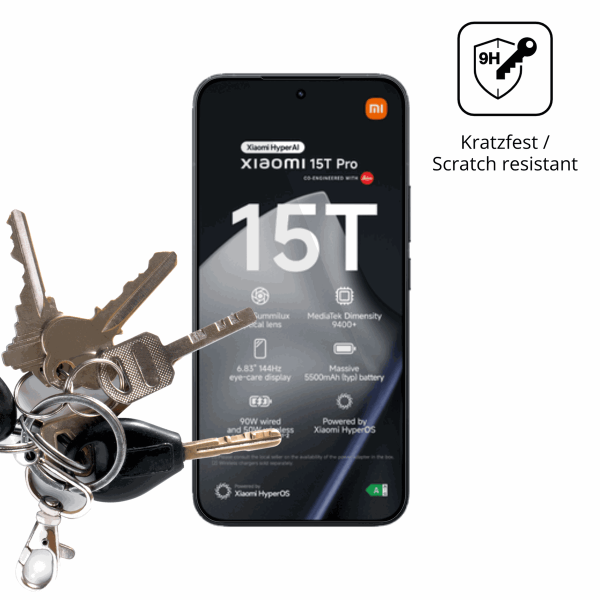 dipos Displayschutz für Xiaomi 15T Pro, transparente Oberfläche, perfekte Passform auch für die Rundungen