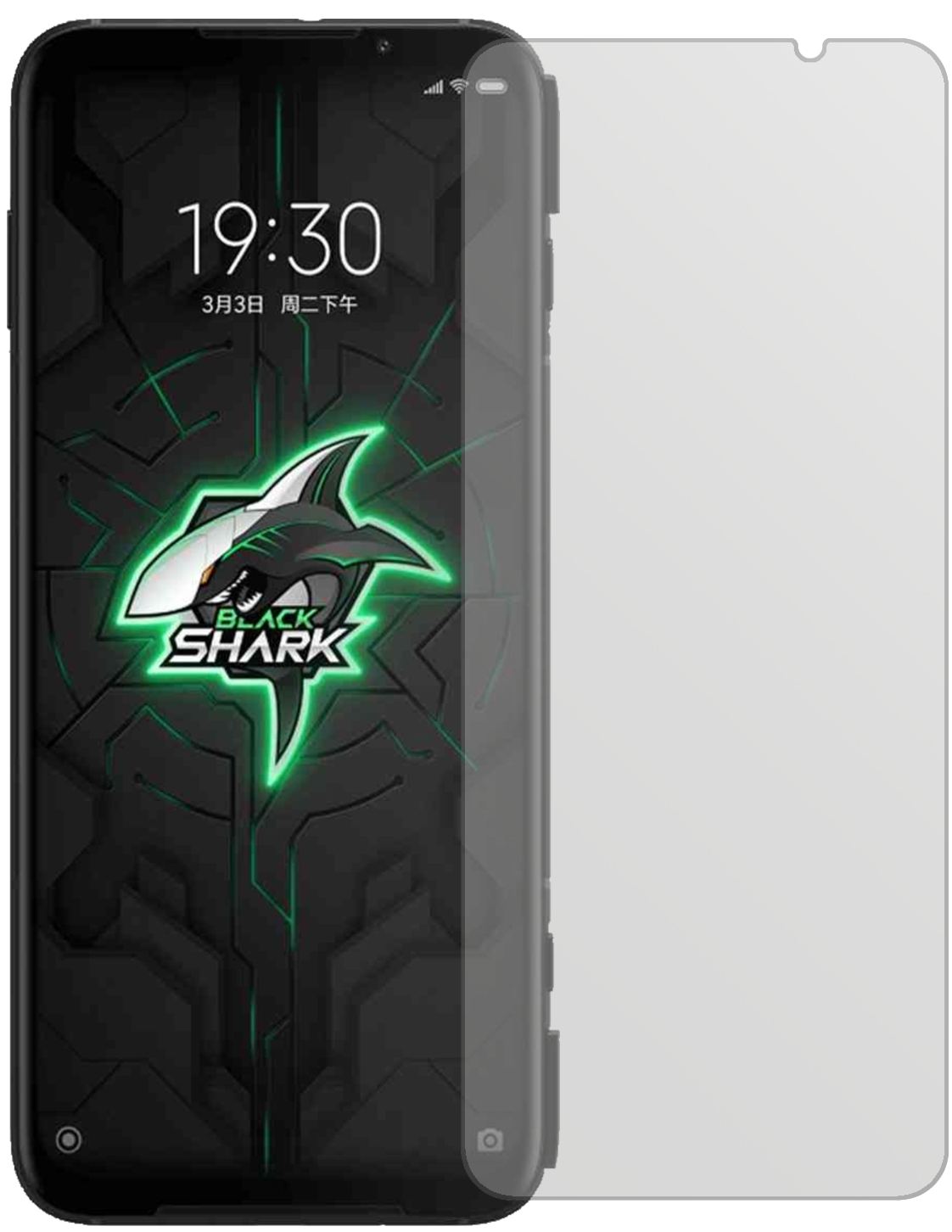 XiaomiBlack Shark 3 5G mit aufgebrachter dipos Displayschutzfolie, die lästige Fingerabdrücke minimiert