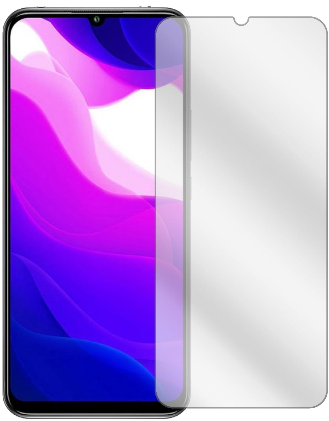 XiaomiMi 10 Lite 5G mit aufgebrachter dipos Displayschutzfolie, glasklare Darstellung ohne Einschränkungen