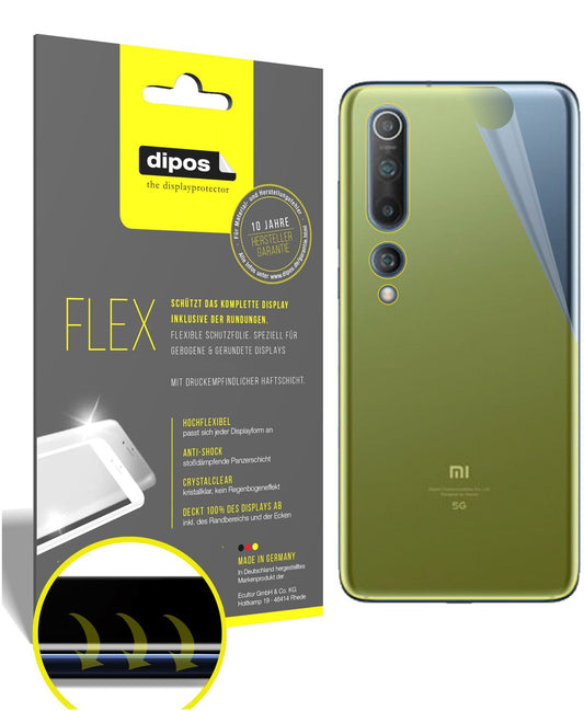 Klare Displayschutzfolie von dipos passend für Xiaomi Mi 10 Rückseite, 100% Displayabdeckung und blasenfreie Montage