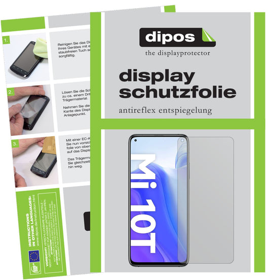 Matte Displayschutzfolie von dipos passend für Xiaomi Mi 10T Pro, präziser Zuschnitt und blasenfrei montiert