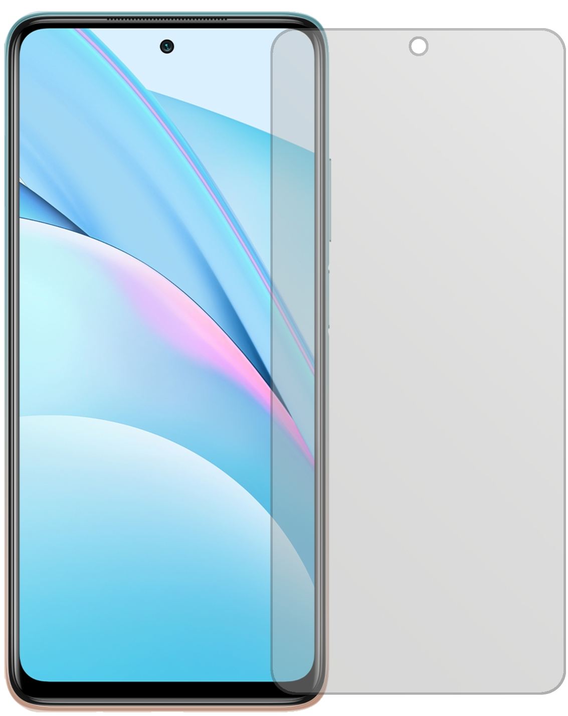 XiaomiMi 10T Lite mit aufgebrachter dipos Displayschutzfolie, die lästige Fingerabdrücke minimiert