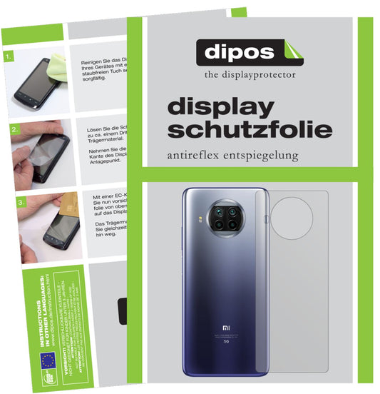 Matte Displayschutzfolie von dipos passend für Xiaomi Mi 10T Lite Rückseite, präziser Zuschnitt und blasenfrei montiert
