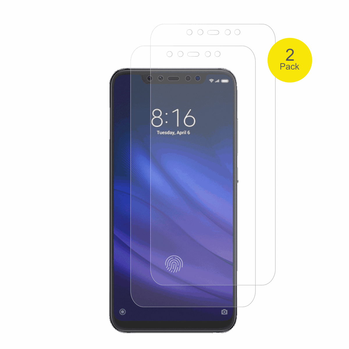 XiaomiMi 8 Pro mit aufgebrachter dipos Flex Schutzfolie, glasklare Darstellung ohne Einschränkungen