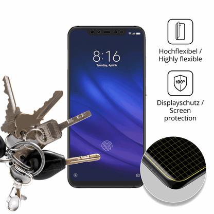 dipos Displayschutz für Xiaomi Mi 8 Pro, transparente Oberfläche, perfekte Passform auch für die Rundungen