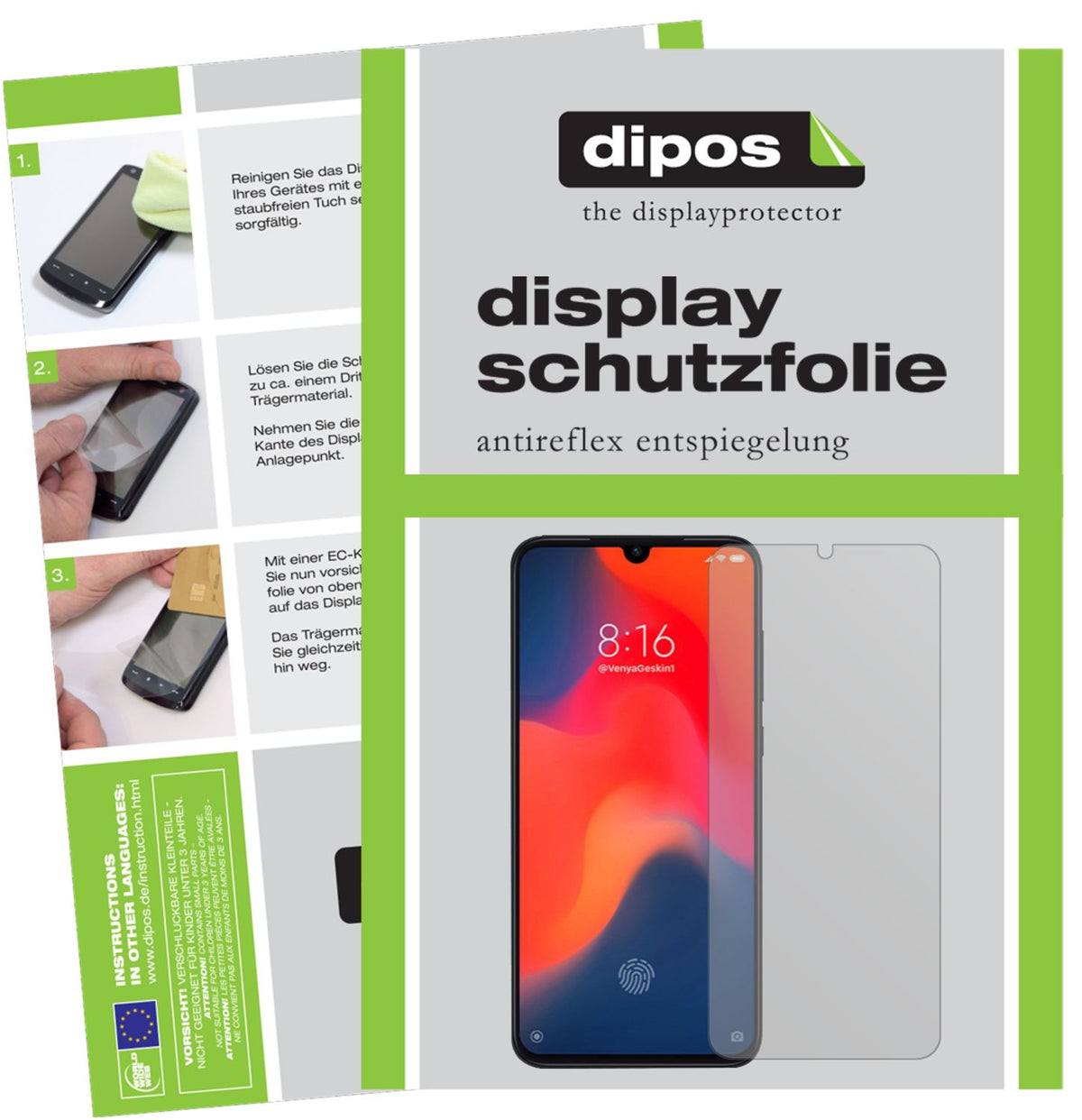 Matte Displayschutzfolie von dipos passend für Xiaomi Mi 9 Pro, präziser Zuschnitt und blasenfrei montiert