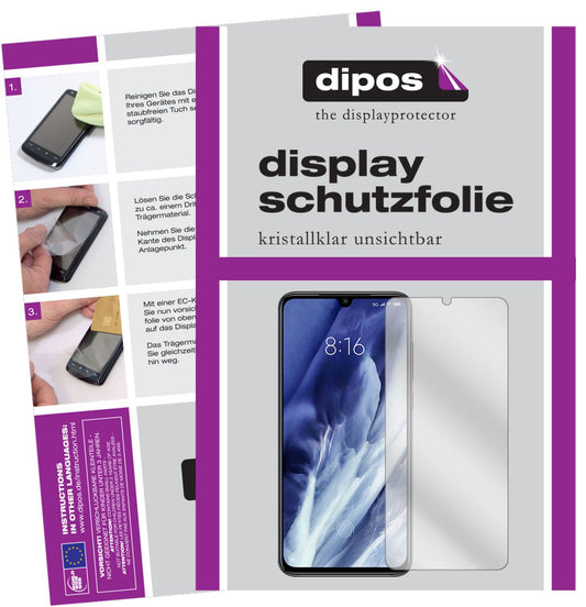 Klare Displayschutzfolie von dipos passend für Xiaomi Mi 9 Pro 5G, präziser Zuschnitt und blasenfrei montiert