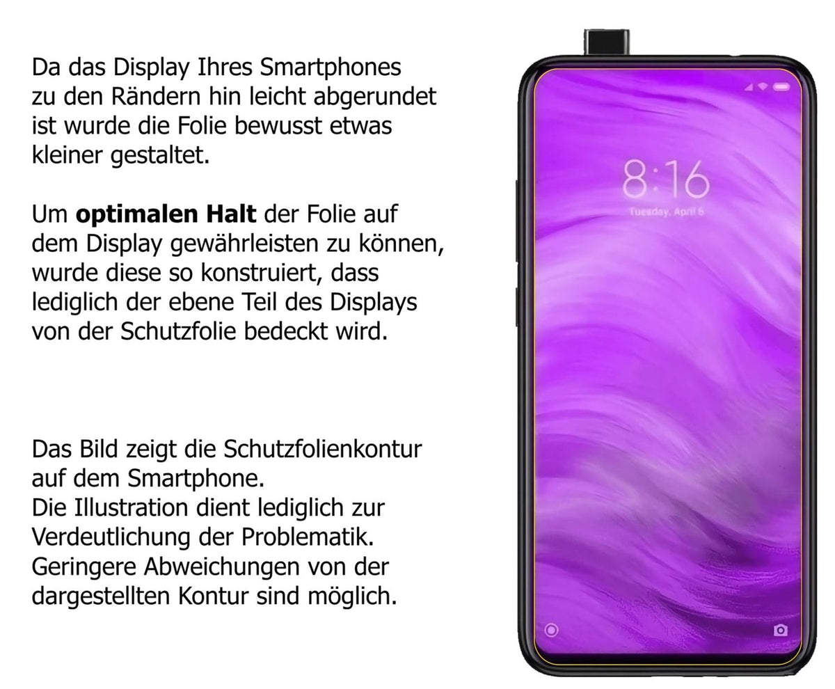 Dünne und klare Folie passend zugeschnitten für Xiaomi Mi 9T