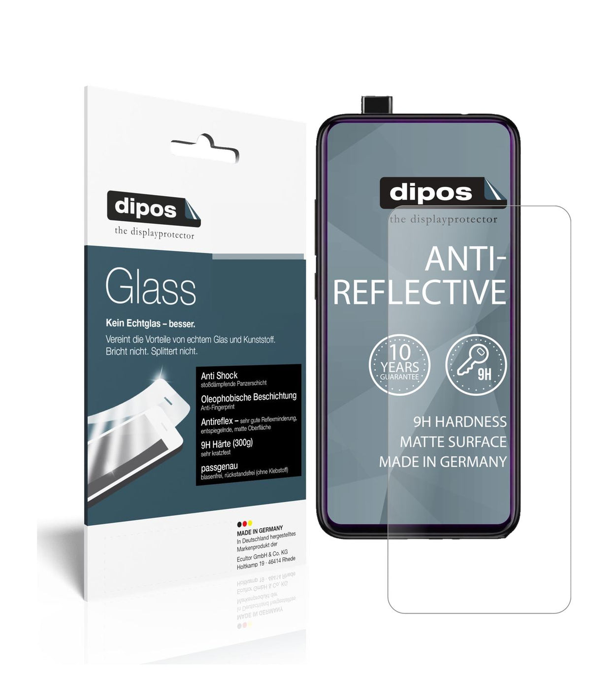 Matte Displayschutzfolie von dipos passend für Xiaomi Mi 9T Pro, 9H kratzfest und blasenfrei montiert