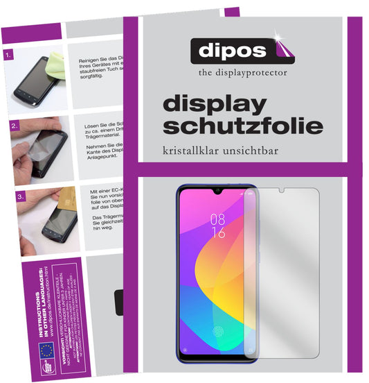 Klare Displayschutzfolie von dipos passend für Xiaomi Mi A3, präziser Zuschnitt und blasenfrei montiert