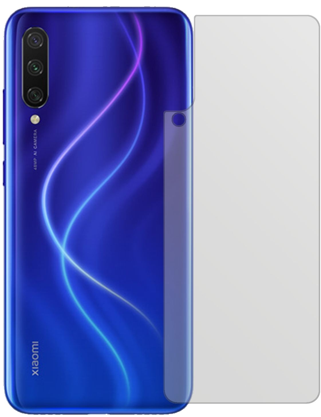 XiaomiMi A3 Rückseite mit aufgebrachter dipos Displayschutzfolie, die lästige Fingerabdrücke minimiert