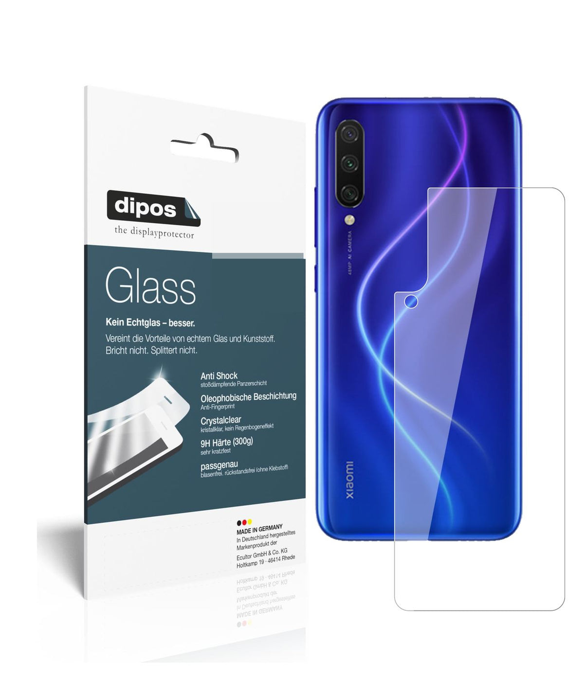 Perfekte Passform und ultimative Qualität: Unser 9H Panzerglas bietet Schutz für Xiaomi-Mi A3 Rückseite