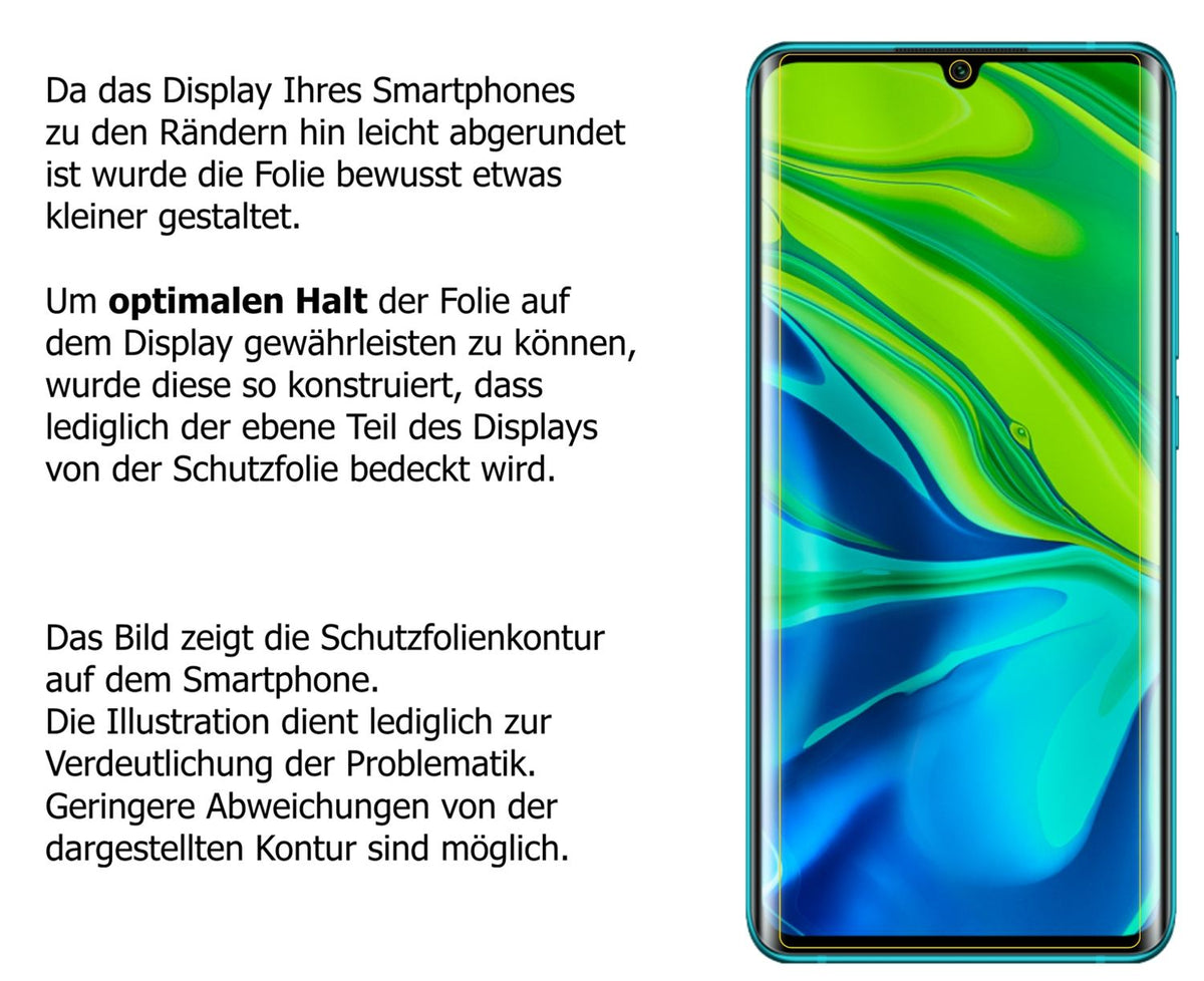 2x Schutzfolie klar für Xiaomi Mi Note 10 Pro Display-Schutzfolie