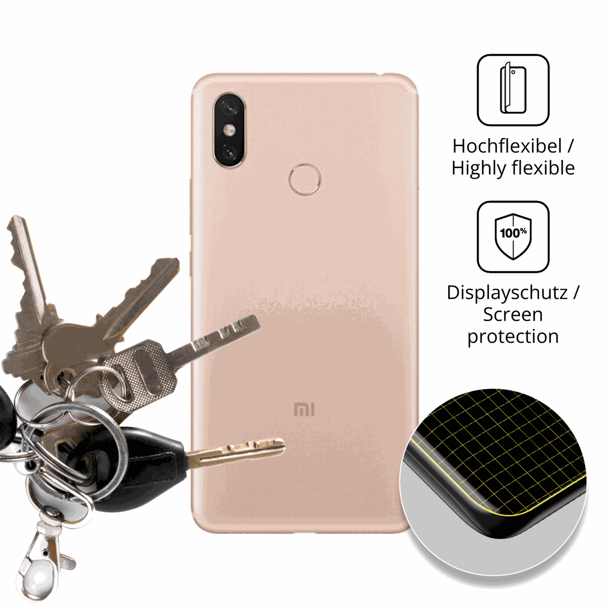 2x 3D Full Cover Schutzfolie für Xiaomi Mi Max 3 Rückseite