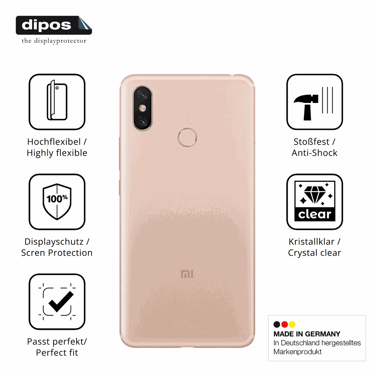 2x 3D Full Cover Schutzfolie für Xiaomi Mi Max 3 Rückseite