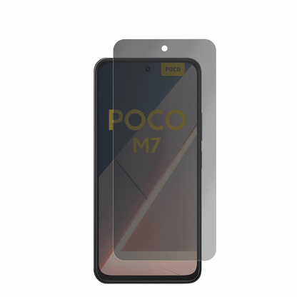 xiaomipoco m7 mit aufgebrachter dipos Flex Schutzfolie, die seitliche Einblicke blockiert
