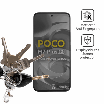 dipos Displayschutz für Xiaomi Poco M7 Plus 5G, mattierte Oberfläche, Blickschutzfilter und perfekter Passform