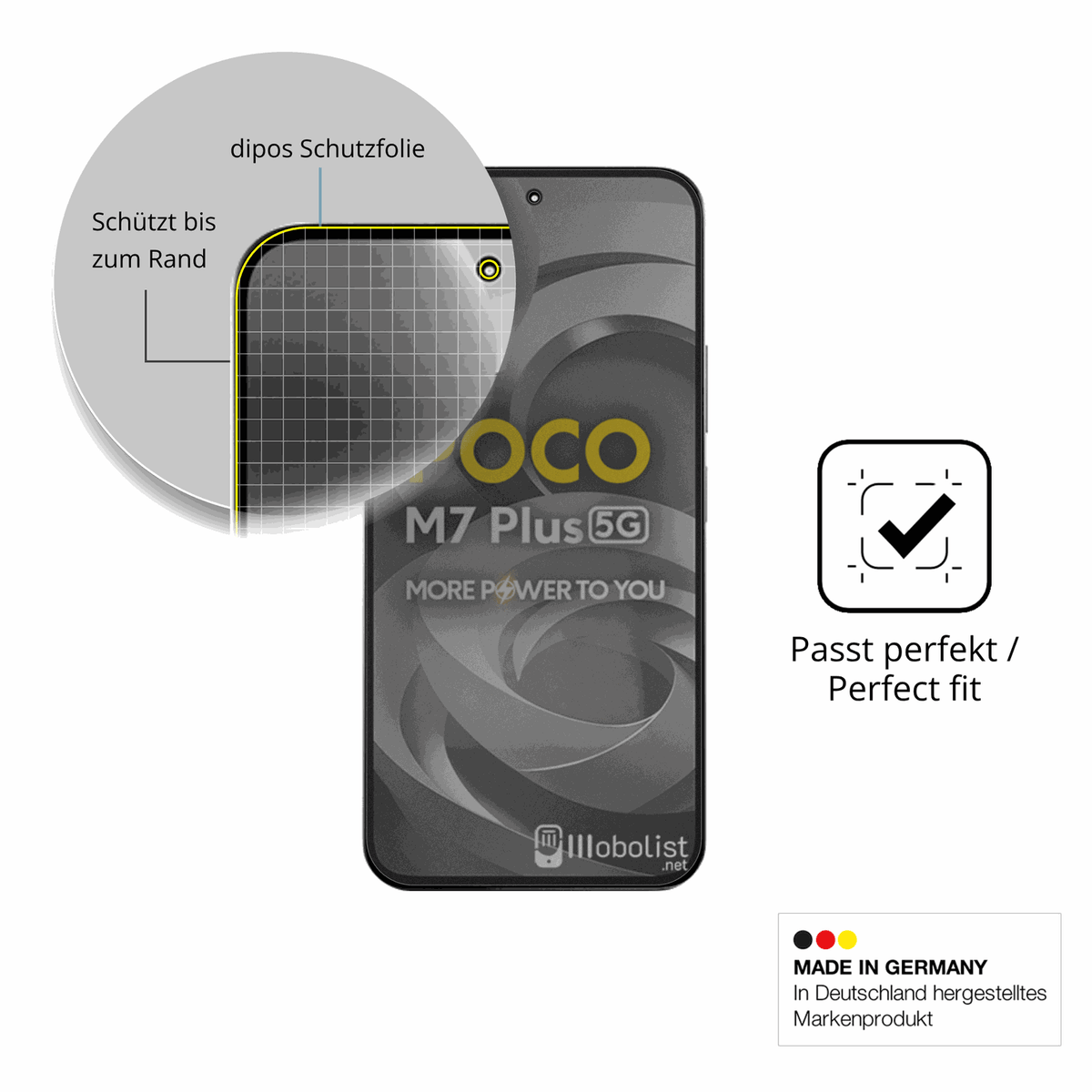 Schutz gegen Kratzer auf dem Xiaomi Poco M7 Plus 5G Glas durch Schlüssel oder Ähnliches