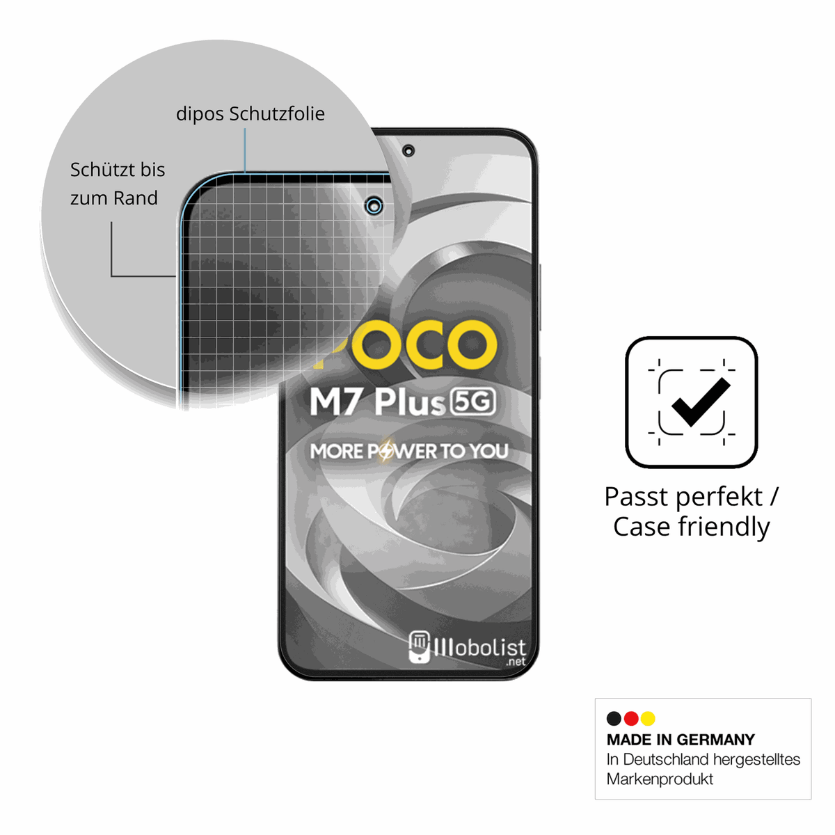 Schutzglasfolie mit optimaler Passform, zur Verwendung mit Hüllen geeignet